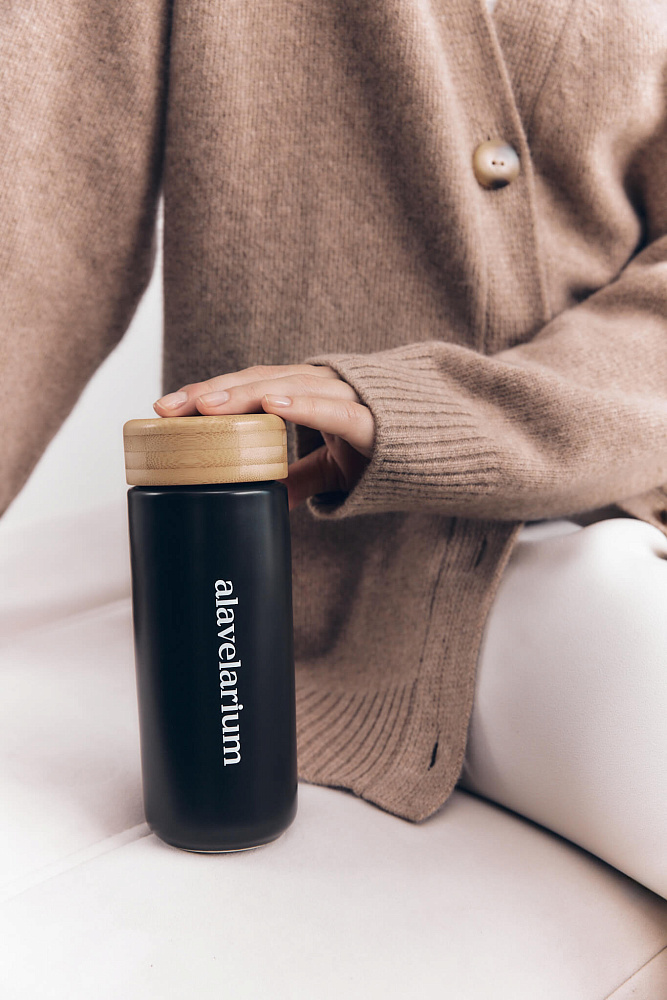 Кружка керамическая с бамбуковой крышкой