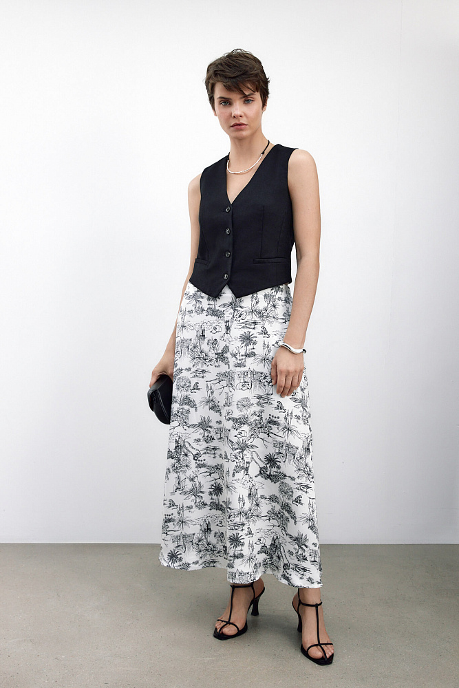 Юбка-миди с принтом "Пальмы"